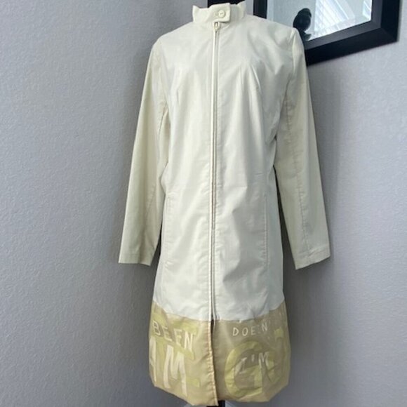 VINTAGE Street Style Pale Green Nylon Long Windbreaker Coat Medium - Picture 2 of 16